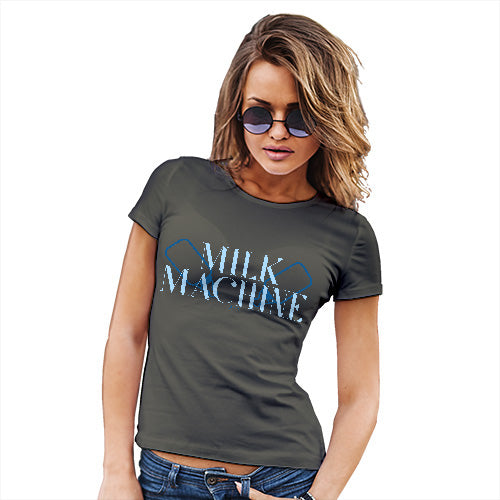 Funny T Shirts For Women Milk Machine Women's T-Shirt X-Large Khaki