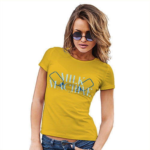 Womens Funny T Shirts Milk Machine Women's T-Shirt Medium Yellow
