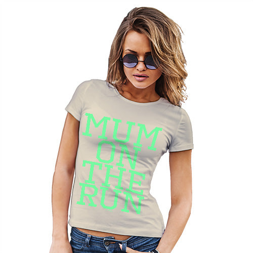 Funny Tee Shirts For Women Mum On The Run Women's T-Shirt Large Natural