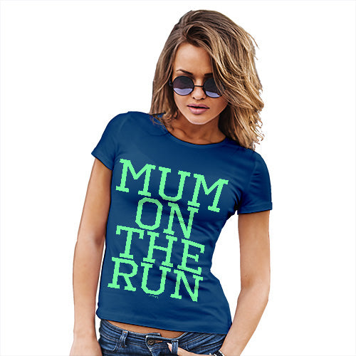 Funny T Shirts For Mum Mum On The Run Women's T-Shirt X-Large Royal Blue