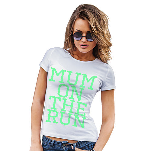 Funny T-Shirts For Women Mum On The Run Women's T-Shirt X-Large White