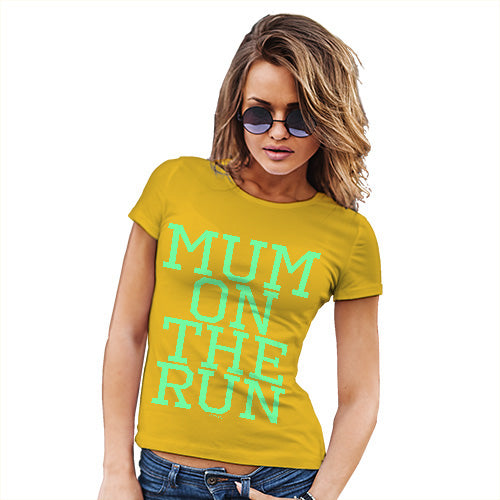 Funny Shirts For Women Mum On The Run Women's T-Shirt X-Large Yellow