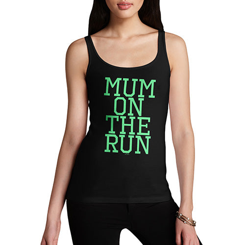 Funny Tank Top For Mum Mum On The Run Women's Tank Top Medium Black