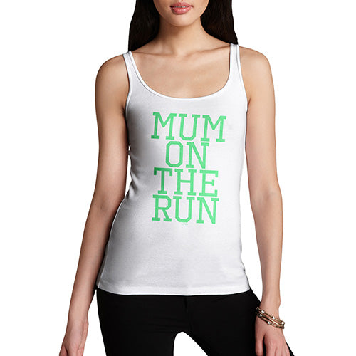 Funny Tank Top For Mom Mum On The Run Women's Tank Top Small White