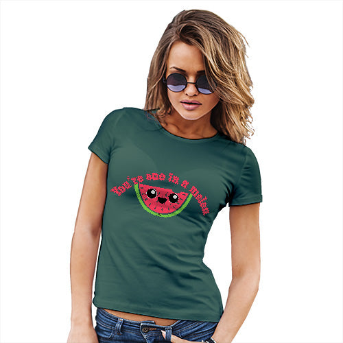 Funny T-Shirts For Women You're One In A Melon Women's T-Shirt Large Bottle Green