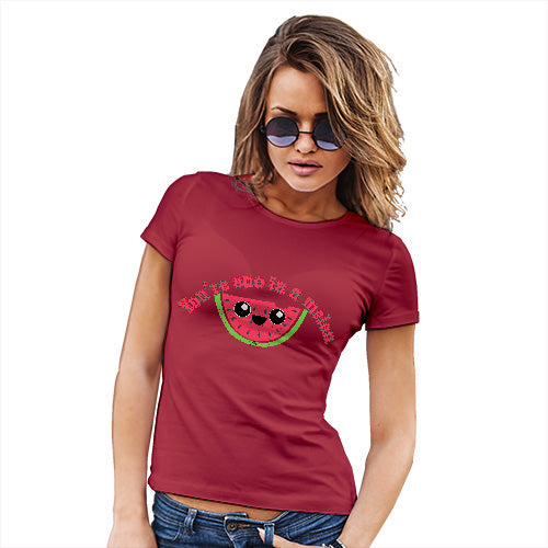 Womens Novelty T Shirt Christmas You're One In A Melon Women's T-Shirt Large Red