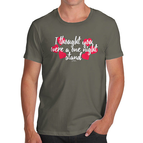 Funny Tee Shirts For Men One Night Stand Men's T-Shirt Small Khaki