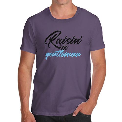 Mens Novelty T Shirt Christmas Raisin' A Gentleman Men's T-Shirt Medium Plum