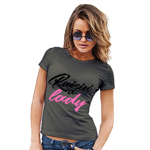 Womens Funny T Shirts Raisin' A Lady Women's T-Shirt Small Khaki
