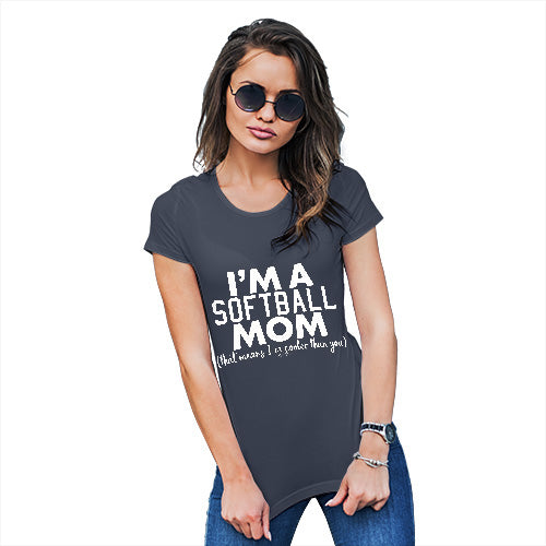 Funny Tee Shirts For Women I'm A Softball Mom Women's T-Shirt Large Navy