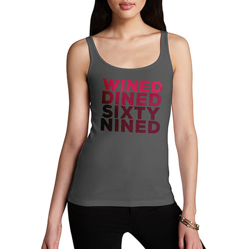 Womens Novelty Tank Top Christmas Wined And Dined Women's Tank Top Small Dark Grey