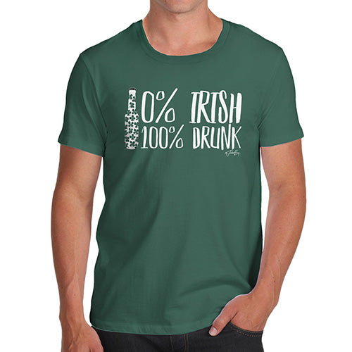 Funny T Shirts For Men Zero Percent Irish Men's T-Shirt Small Bottle Green