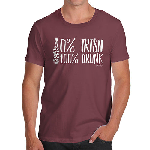 Funny Mens T Shirts Zero Percent Irish Men's T-Shirt Small Burgundy