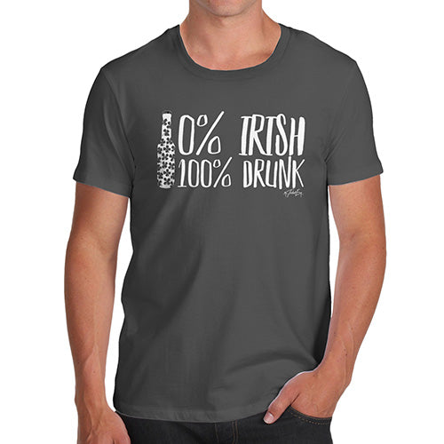 Funny Mens Tshirts Zero Percent Irish Men's T-Shirt Medium Dark Grey