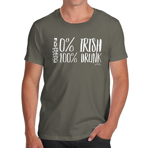 Funny Tee For Men Zero Percent Irish Men's T-Shirt Large Khaki