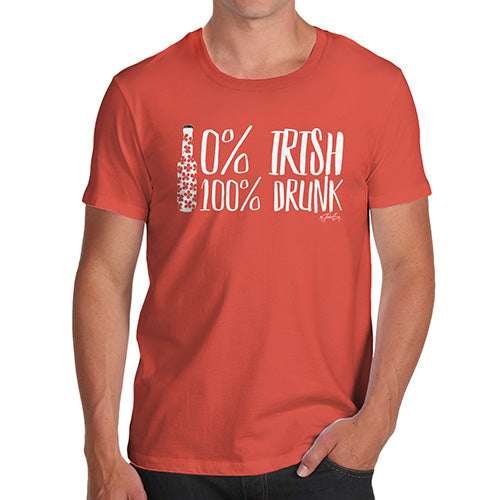 Novelty T Shirts For Dad Zero Percent Irish Men's T-Shirt Large Orange