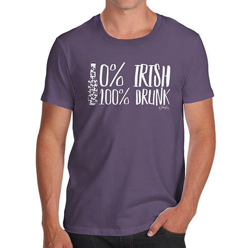 Mens T-Shirt Funny Geek Nerd Hilarious Joke Zero Percent Irish Men's T-Shirt Small Plum