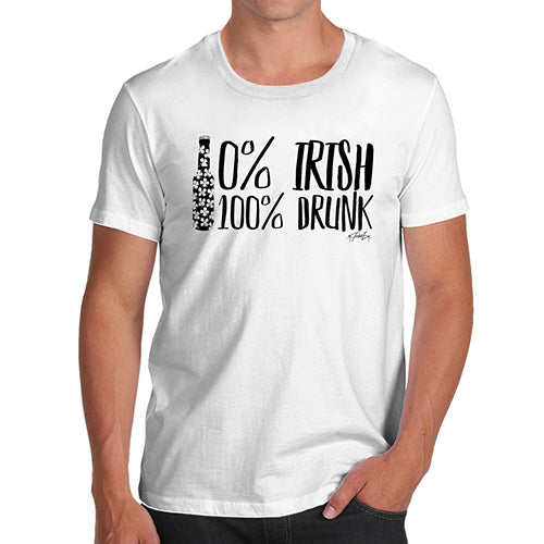 Funny T-Shirts For Men Zero Percent Irish Men's T-Shirt Small White