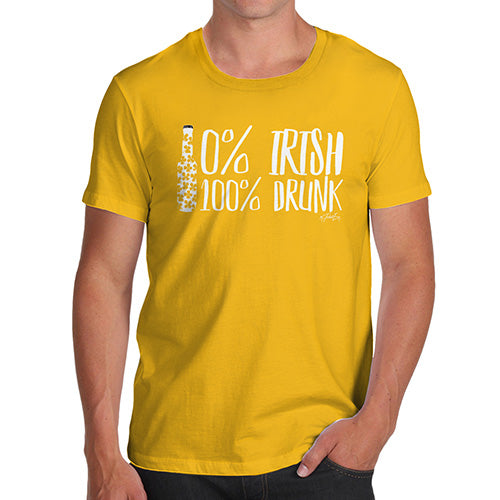 Funny Tee Shirts For Men Zero Percent Irish Men's T-Shirt X-Large Yellow