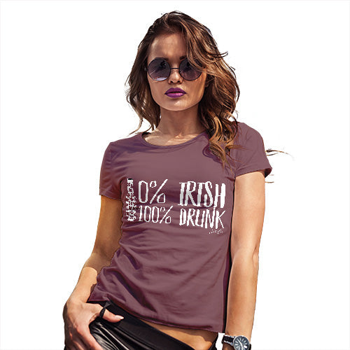 Funny T Shirts For Mum Zero Percent Irish Women's T-Shirt Small Burgundy