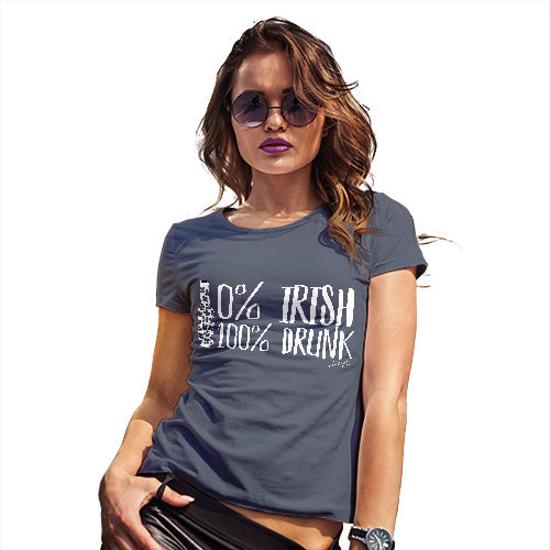 Funny T-Shirts For Women Zero Percent Irish Women's T-Shirt Medium Navy