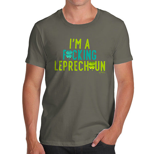 Funny Gifts For Men I'm A F#cking Leprechaun Men's T-Shirt Small Khaki