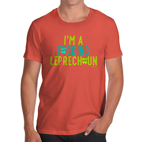 Mens Humor Novelty Graphic Sarcasm Funny T Shirt I'm A F#cking Leprechaun Men's T-Shirt Medium Orange