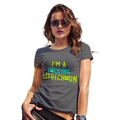 Womens T-Shirt Funny Geek Nerd Hilarious Joke I'm A F#cking Leprechaun Women's T-Shirt Medium Dark Grey