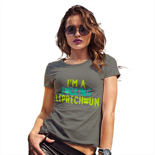 Funny Tee Shirts For Women I'm A F#cking Leprechaun Women's T-Shirt Large Khaki