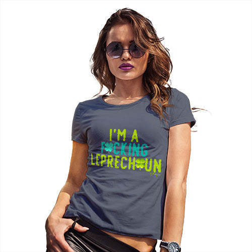 Funny Tee Shirts For Women I'm A F#cking Leprechaun Women's T-Shirt X-Large Navy