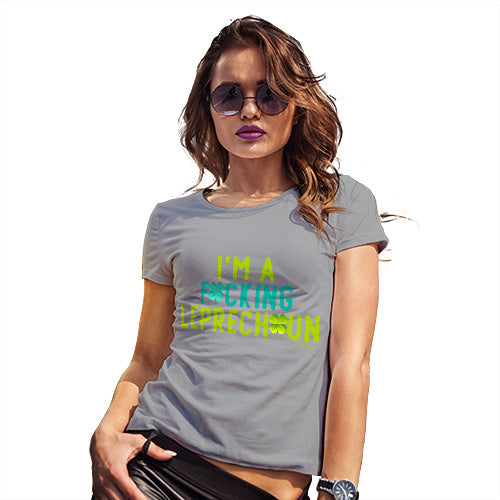 Womens Humor Novelty Graphic Funny T Shirt I'm A F#cking Leprechaun Women's T-Shirt Small Light Grey
