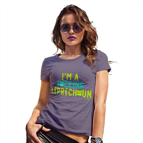 Funny Tee Shirts For Women I'm A F#cking Leprechaun Women's T-Shirt X-Large Plum