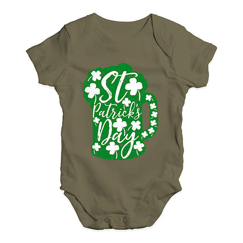 Baby Girl Clothes St Patrick's Day Tankard Baby Unisex Baby Grow Bodysuit 6-12 Months Khaki