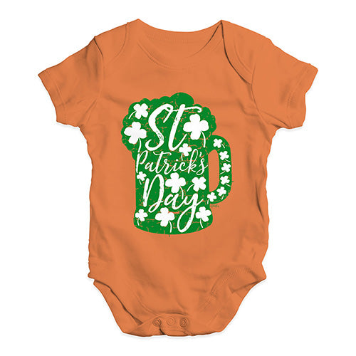 Cute Infant Bodysuit St Patrick's Day Tankard Baby Unisex Baby Grow Bodysuit 6-12 Months Orange