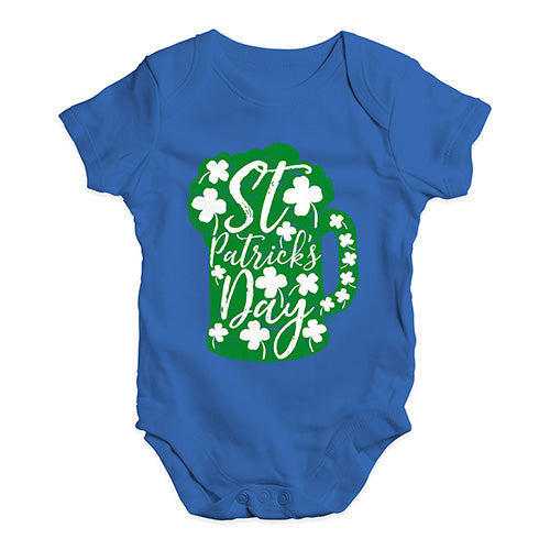 Funny Baby Clothes St Patrick's Day Tankard Baby Unisex Baby Grow Bodysuit Newborn Royal Blue
