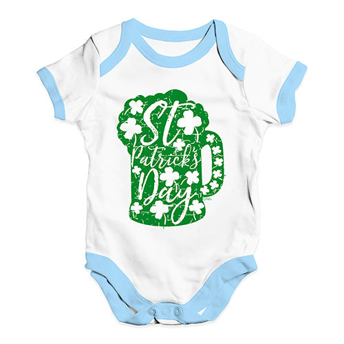 Funny Infant Baby Bodysuit Onesies St Patrick's Day Tankard Baby Unisex Baby Grow Bodysuit 6-12 Months White Blue Trim