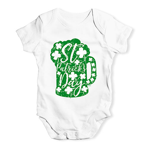 Funny Baby Onesies St Patrick's Day Tankard Baby Unisex Baby Grow Bodysuit Newborn White