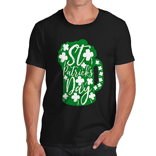 Novelty Tshirts Men Funny St Patrick's Day Tankard Men's T-Shirt Large Black