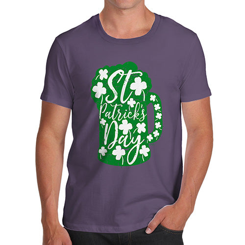 Funny Tee Shirts For Men St Patrick's Day Tankard Men's T-Shirt Large Plum