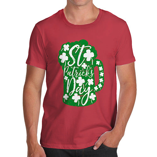 Funny Mens Tshirts St Patrick's Day Tankard Men's T-Shirt Medium Red