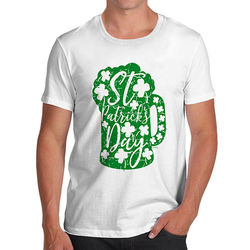 Novelty T Shirts For Dad St Patrick's Day Tankard Men's T-Shirt X-Large White