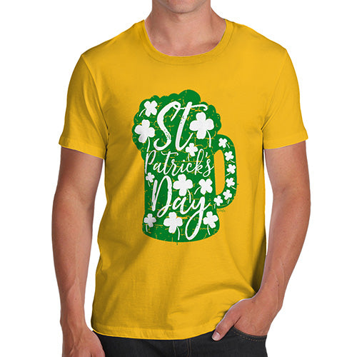 Novelty Tshirts Men St Patrick's Day Tankard Men's T-Shirt Medium Yellow