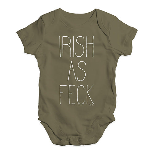 Babygrow Baby Romper Irish As Feck Baby Unisex Baby Grow Bodysuit 18-24 Months Khaki