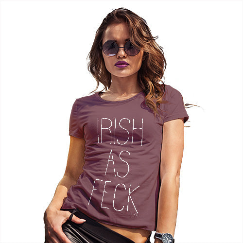 Womens Funny T Shirts Irish As Feck Women's T-Shirt Small Burgundy