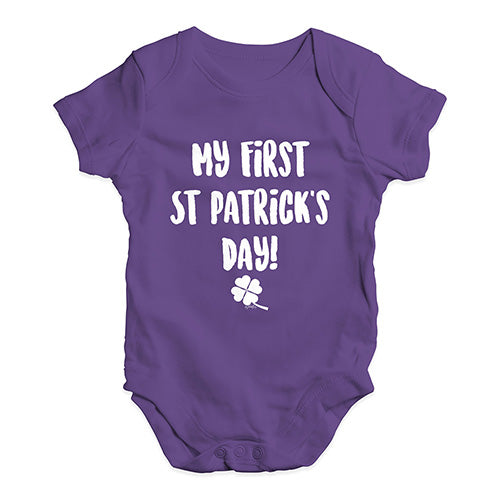 Babygrow Baby Romper My First St Patrick's Day Baby Unisex Baby Grow Bodysuit 3-6 Months Plum