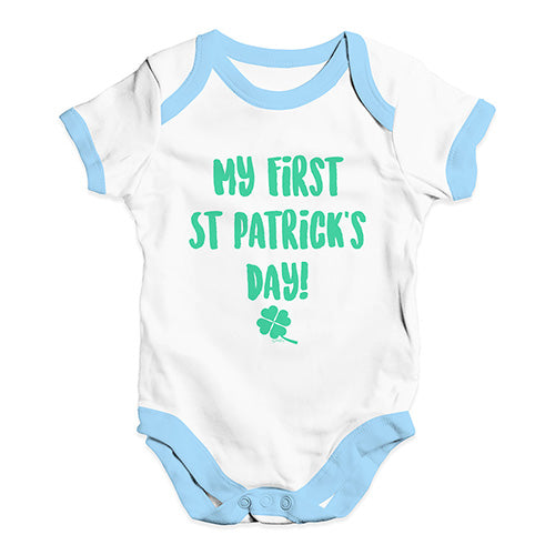 Bodysuit Baby Romper My First St Patrick's Day Baby Unisex Baby Grow Bodysuit 6-12 Months White Blue Trim