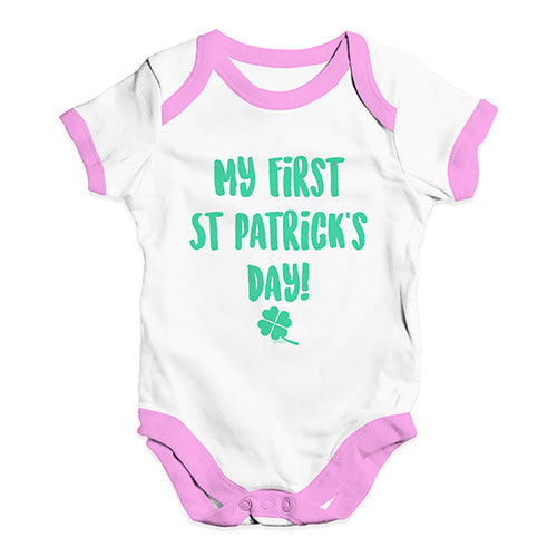 Bodysuit Baby Romper My First St Patrick's Day Baby Unisex Baby Grow Bodysuit 12-18 Months White Pink Trim