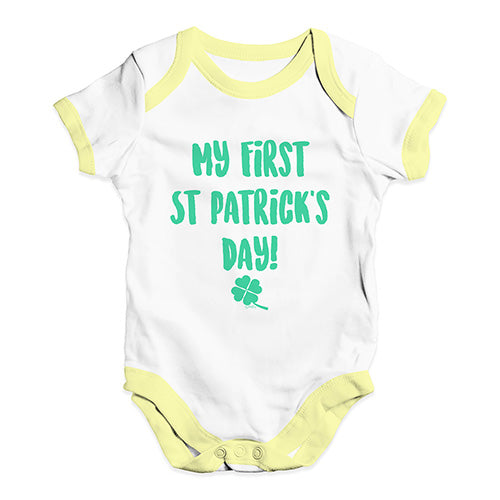 Babygrow Baby Romper My First St Patrick's Day Baby Unisex Baby Grow Bodysuit 12-18 Months White Yellow Trim