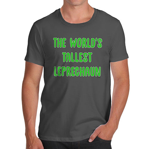 Mens Novelty T Shirt Christmas The World's Tallest Leprechaun Men's T-Shirt X-Large Dark Grey