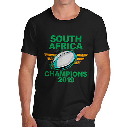 Funny T-Shirts For Men South Africa Rugby Champions 2019 Men's T-Shirt Medium Black